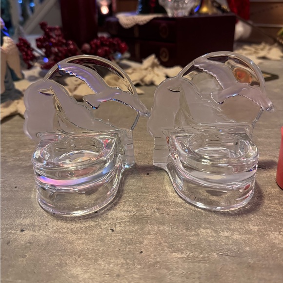 PartyLite Clear Seagull Tealight Candle Holder Set Of 2 P0510 Retired - Picture 7 of 11